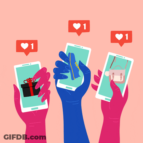Social Media Hearts Animation GIF