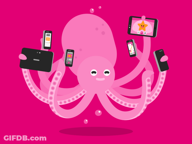 Social Media Influencer Octopus Using Gadgets GIF