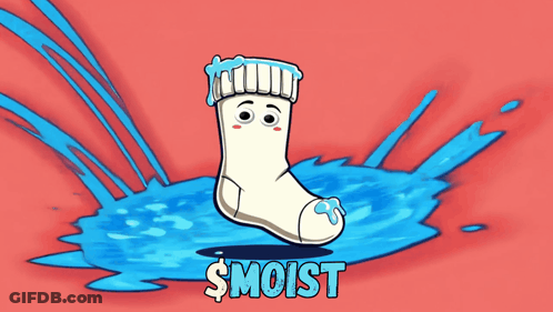 Sock With Face Saying Wet Waves Incoming Smoist GIF