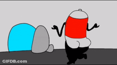 Soda Can Next To Blue And Gray Object Cartoon GIF