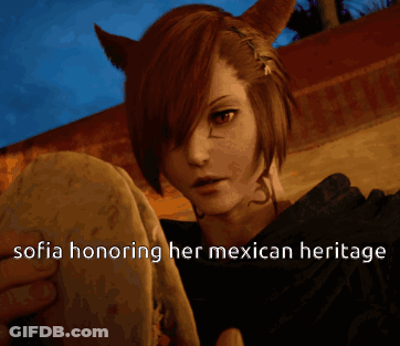Sofia Honoring Mexican Heritage With Cat On Head GIF