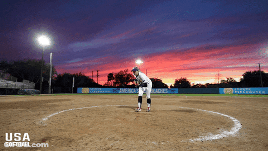 Softball Game Intense Pitch Throw GIF
