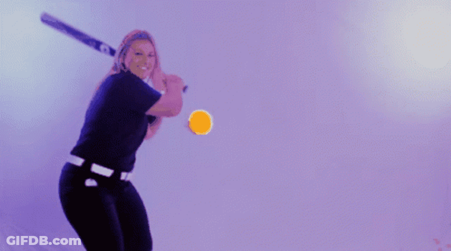 Softball Player Amanda Lorenz Hitting Ball Confetti GIF