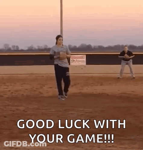 Softball Player Throwing Ball Saying Good Luck With Your Game GIF