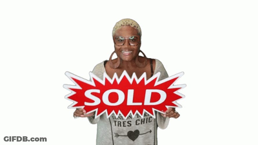 Sold Placard Dancing Woman GIF