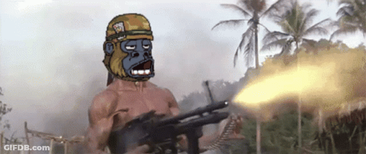 Soldier Ape Rambo Machine Gun GIF