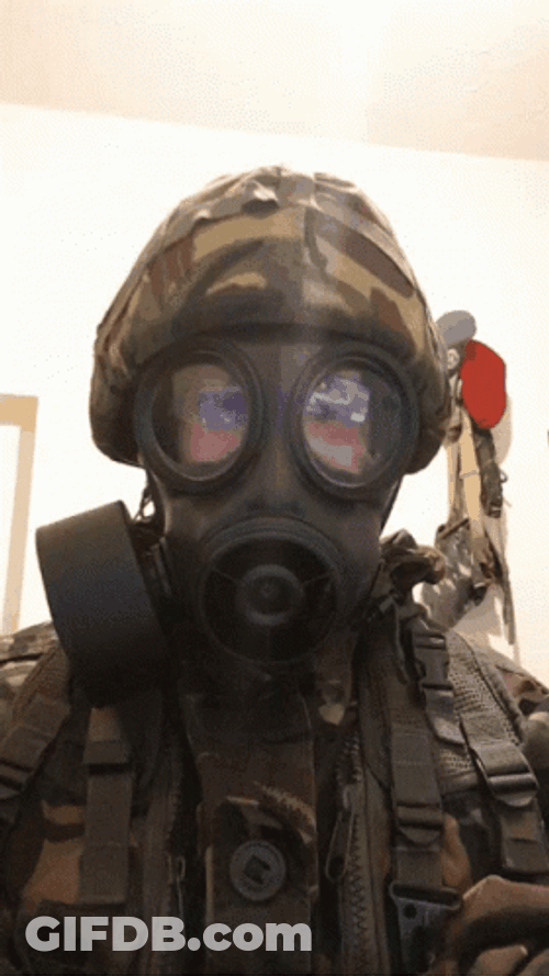 Soldier Donned Gas Mask GIF