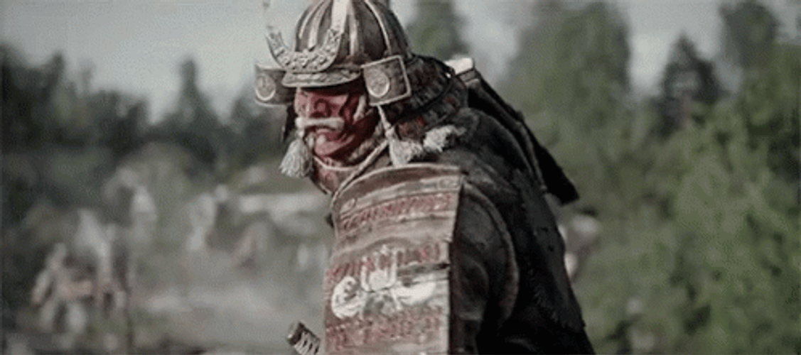 Soldier Fighting With Samurai GIF