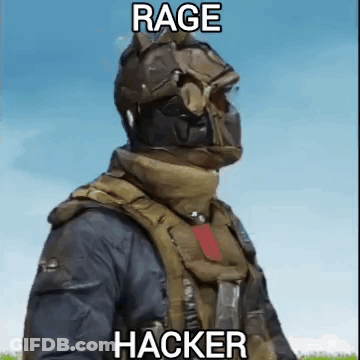 Soldier In Helmet And Mask Saying Rage Hacker GIF