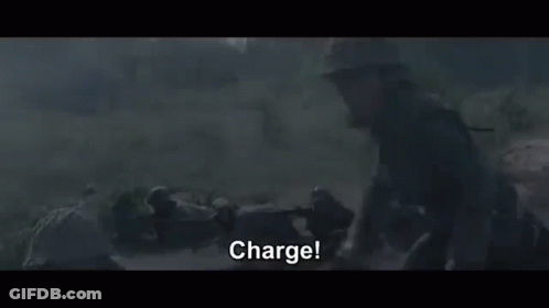 Soldier In Helmet Holding Gun Says Charge GIF