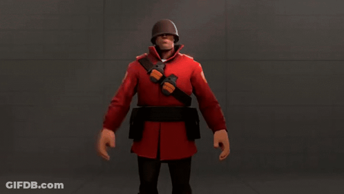Soldier In Red Uniform Dancing In Video Game GIF