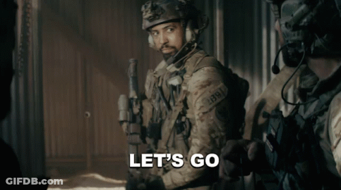 Soldier Saying Let's Go Holding Rifle GIF