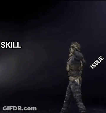 Soldier Standing In Dark Room Saying Skill And Issue GIF