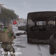 Soldier Standing In Front Of Bus Saying Freedom GIF
