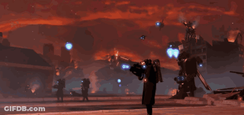Soldier Standing In Front Of FF Building GIF