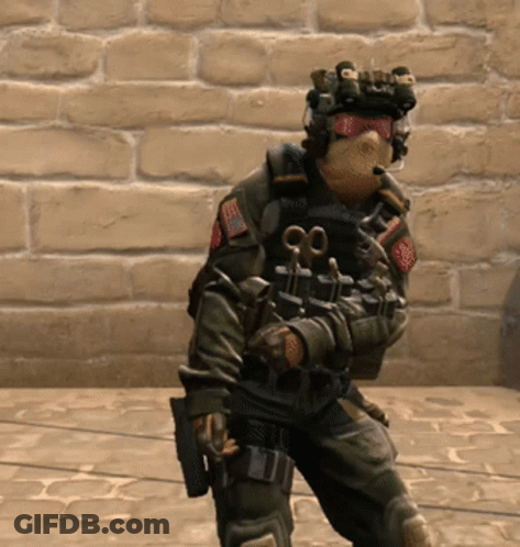 Soldier With Helmet And Goggles Holding Scissors GIF