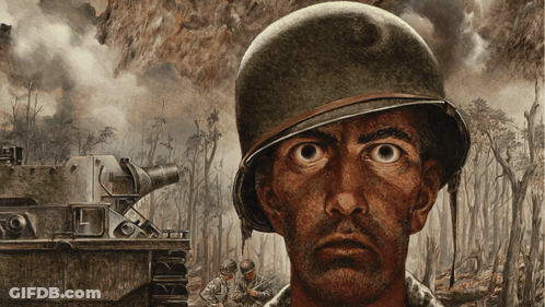 Soldier With Helmet Painting GIF