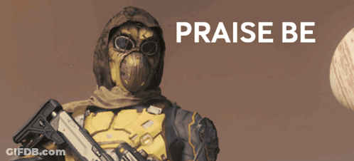 Soldier With Praise Be Text GIF