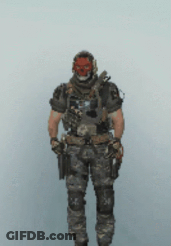 Soldier With Red Skull On Face GIF