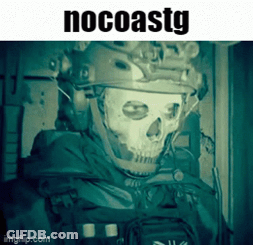 Soldier With Skull Helmet Saying Nocoastg GIF