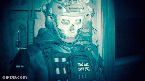 Soldier With Skull Mask And SAS Vest GIF