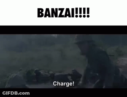 Soldier Yelling Banzai Charge GIF
