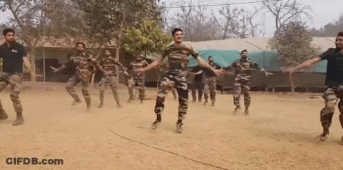 Soldiers Dancing In Dirt GIF