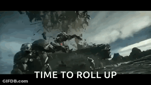 Soldiers Fighting Robot Saying Time To Roll Up GIF