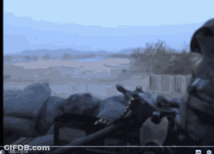 Soldiers Firing Machine Gun GIF