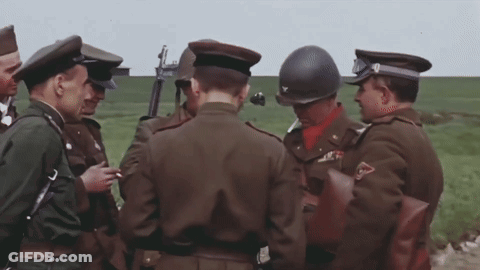 Soldiers Gathered In Field With Number 10 Uniform GIF