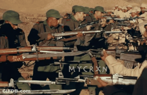 Soldiers Holding Guns With Mycrxn GIF