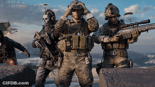Soldiers Holding Sniper Rifle With Letter A GIF