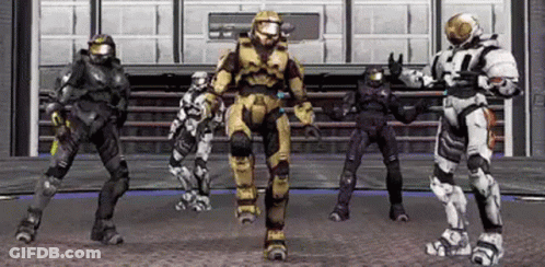 Soldiers In Armor Dancing Together GIF