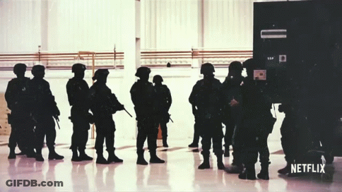 Soldiers In Front Of Netflix Sign GIF