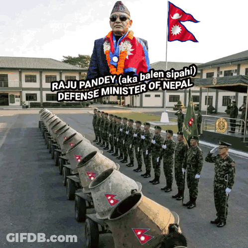 Soldiers Lined Up With Raju Pandey Aka Balen Sipahi GIF