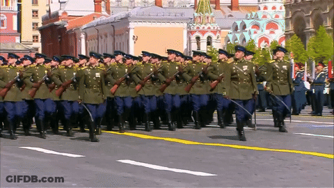 Soldiers Marching Down Street GIF