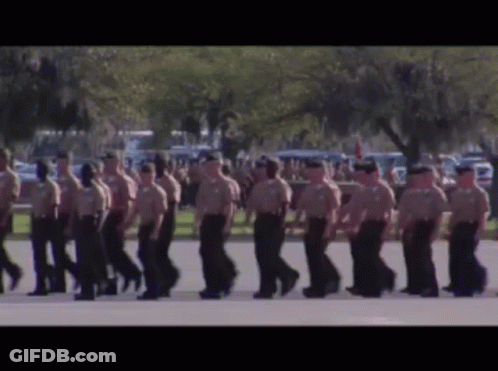 Soldiers Marching In A Line GIF