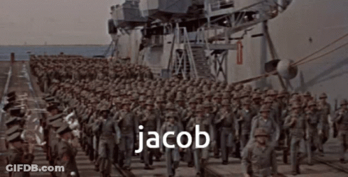 Soldiers Marching In Front Of Large Ship Jacob GIF