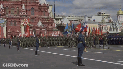 Soldiers Marching In Front Of Russian Embassy GIF