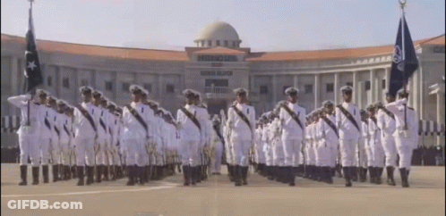 Soldiers Marching In Front Of Supreme Court Building GIF