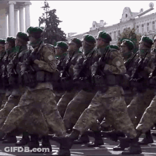 Soldiers Marching In Parade GIF