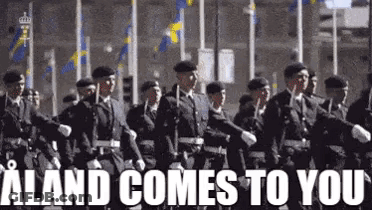 Soldiers Marching In Parade Says Aland Comes To You GIF