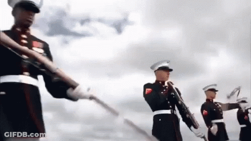 Soldiers Marching In Parade With Guns GIF