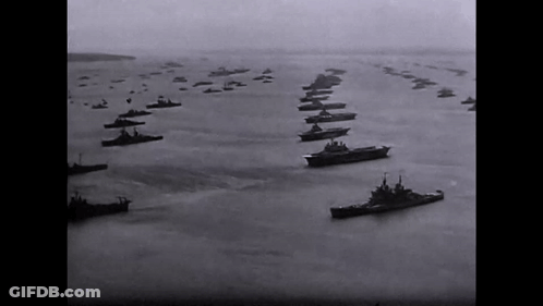 Soldiers Marching In Parade With Red Flag GIF
