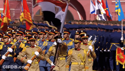 Soldiers Marching In Parade With Russia Flag GIF
