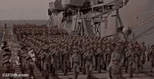 Soldiers Marching On A Ship GIF