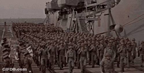 Soldiers Marching On Ship GIF
