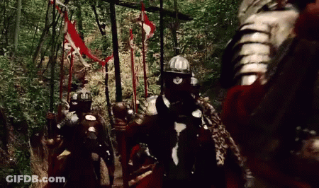 Soldiers Marching Through Forest GIF