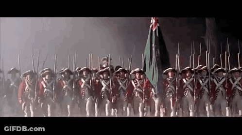 Soldiers Marching With Guns And Flag GIF