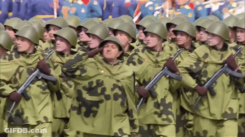 Soldiers Marching With Guns GIF